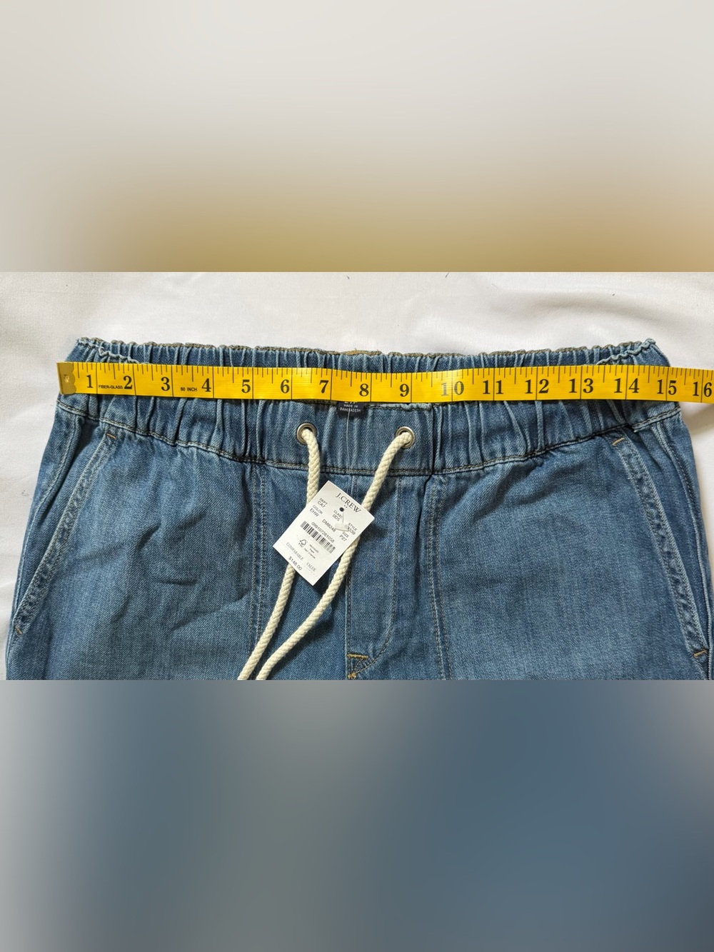 J.Crew Factory Petite Chambray Pants 27P Pull-On Elastic Waist Cropped Denim NWT - Picture 5 of 8